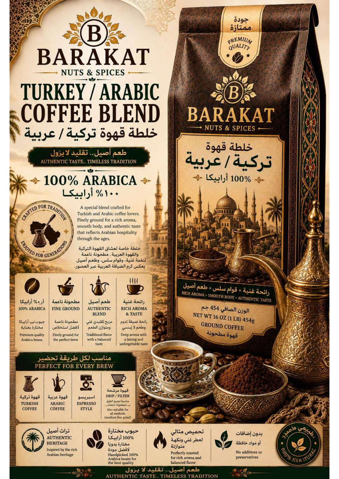Barakat Turkey / Arabic Coffee Blend product information