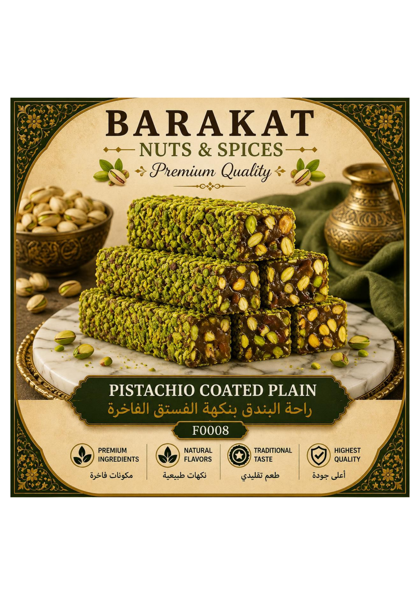 Barakat Pistachio Coated Plain product information