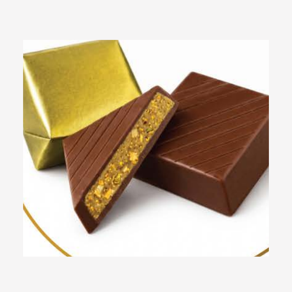 Pistachio Cream and Cracked Pistachio Covered Milk Chocolate chocolate product