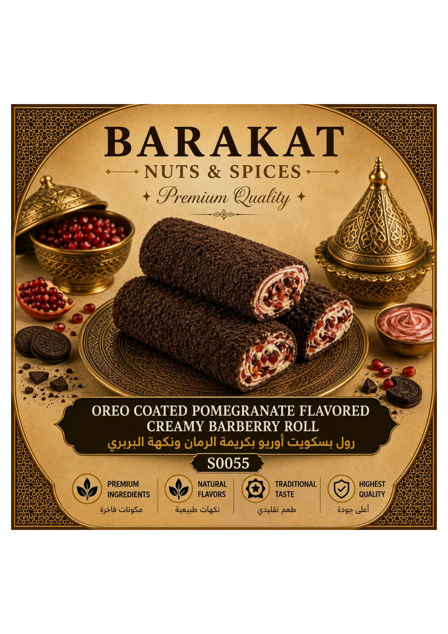 Barakat Oreo Coated Pomegranate Flavored Creamy Barberry Roll product information