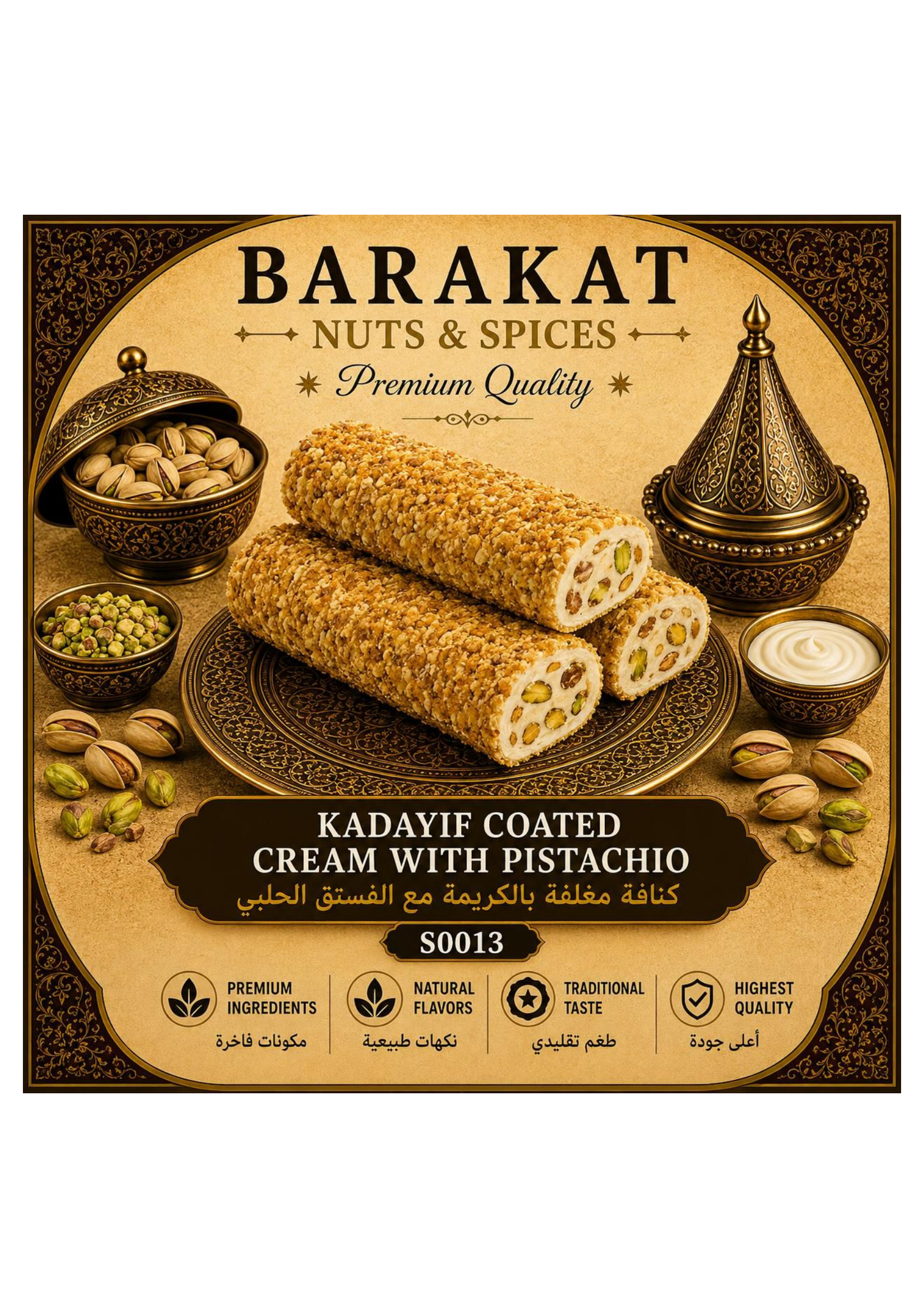 Barakat Kadayif Coated Cream with Pistachio product information