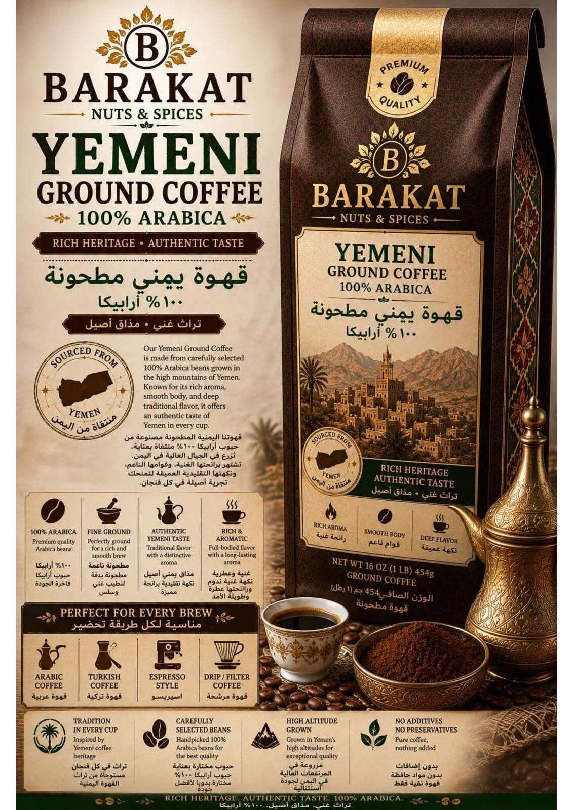 Barakat Yemeni Ground Coffee product information