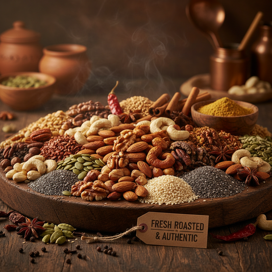 Freshly roasted nuts, seeds and authentic spices